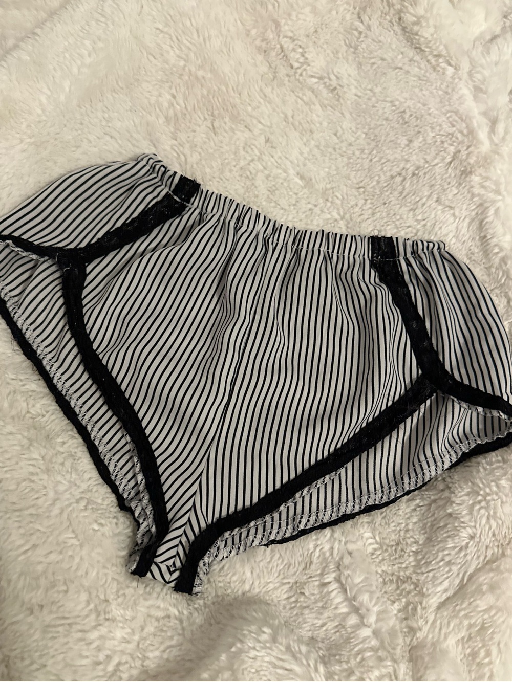 Goth Striped Lounge Wear Women's Pajama Sleep Shorts- Black & White